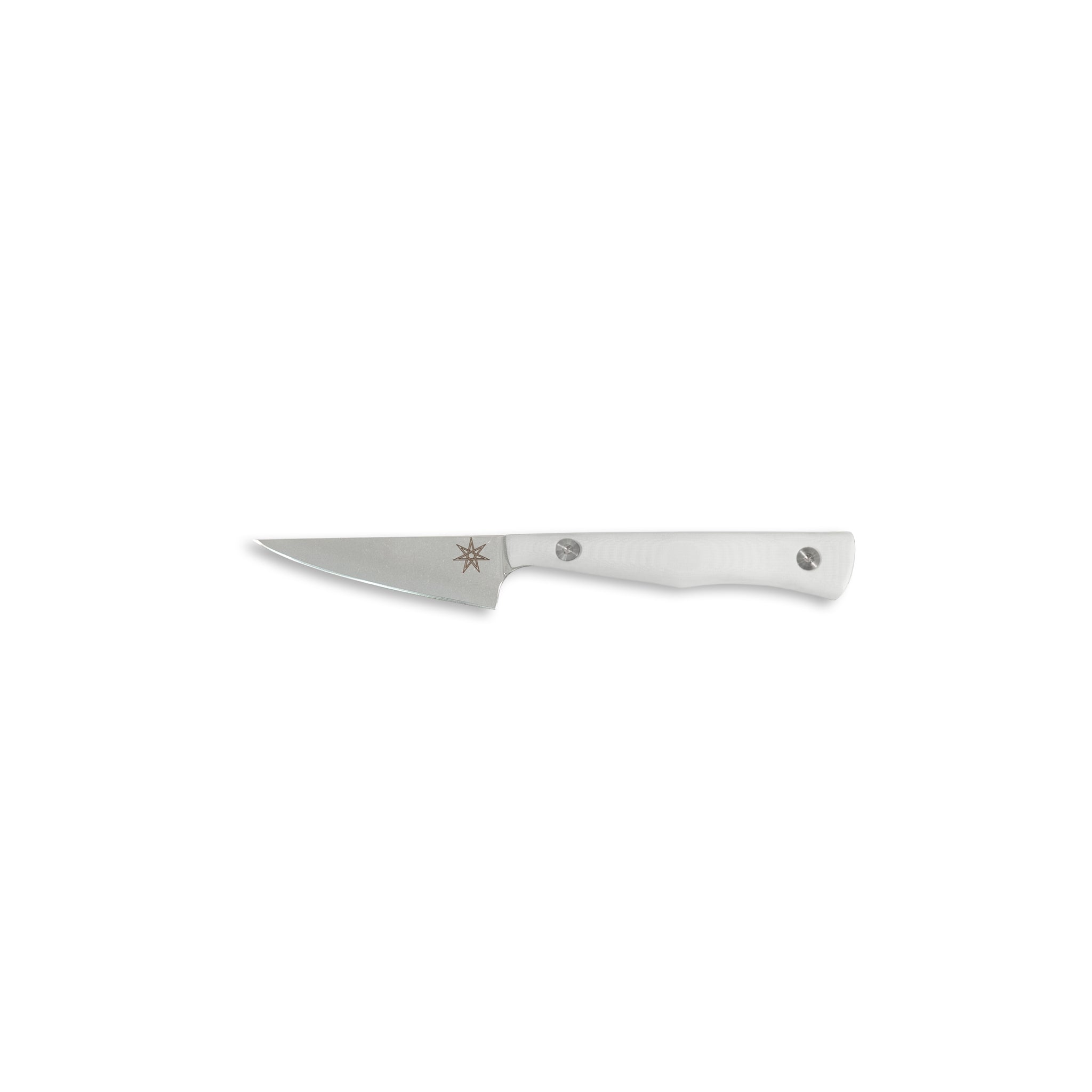 Stainless steel kitchen paring knife with white handle