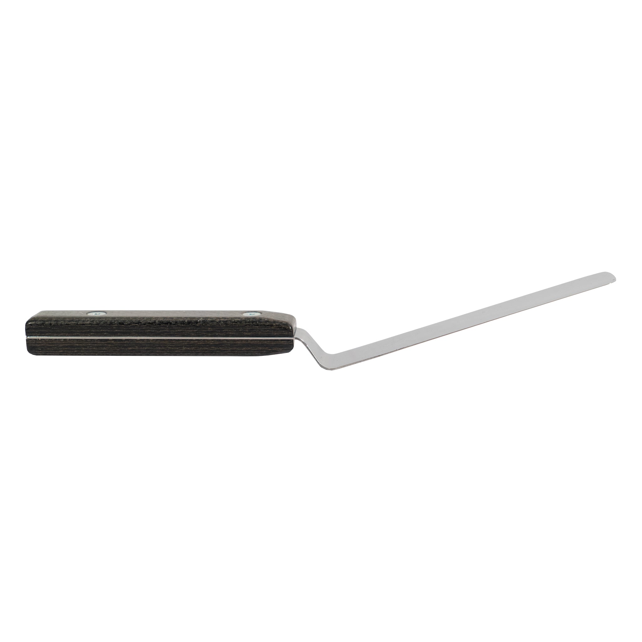 Kitchen spatula palette knife tool with a black handle on a white background