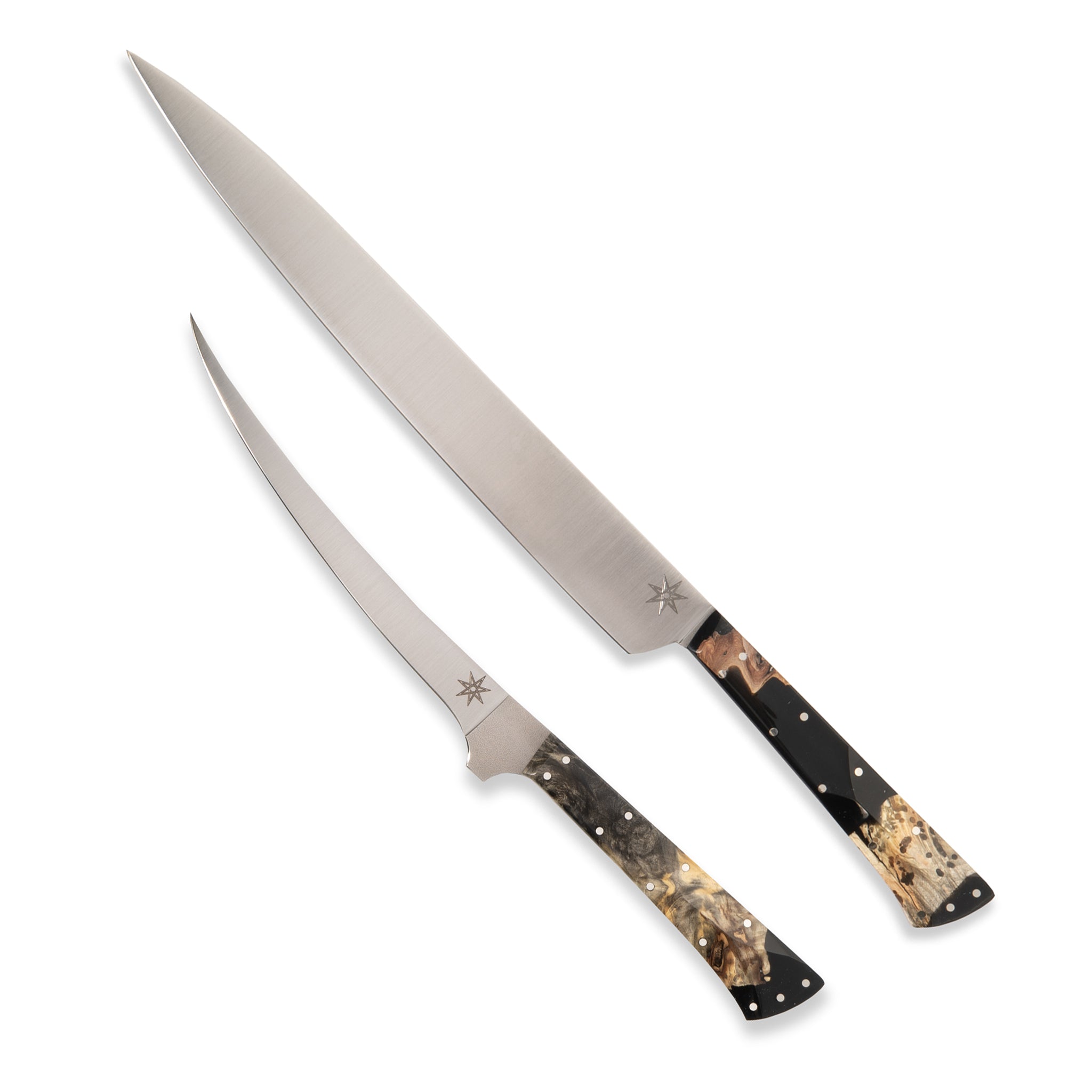 Town Cutler Desert Dawn Angler Knife Set with curved boning knife and carving slicer knife