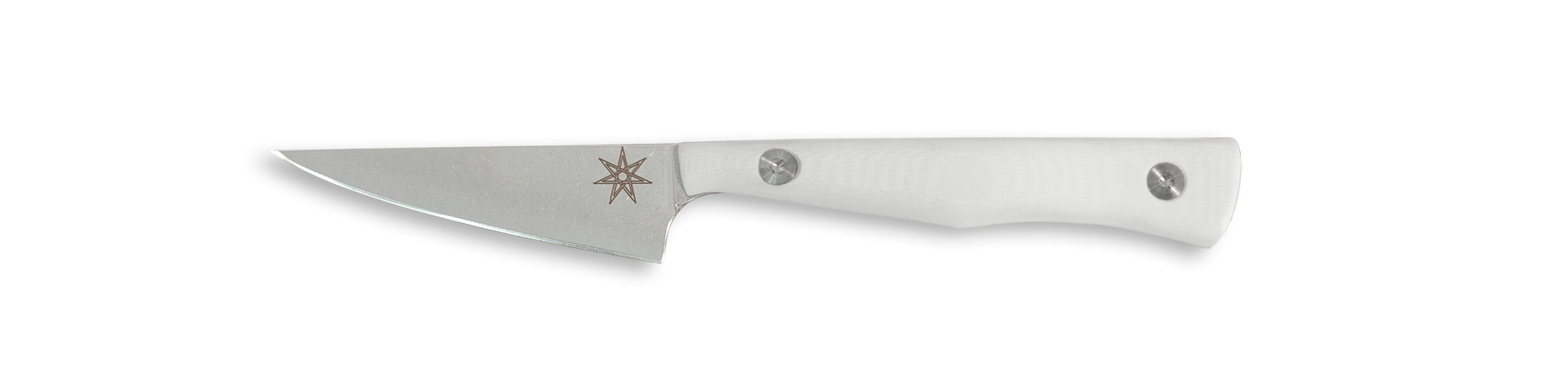 White paring knife with stainless steel blade