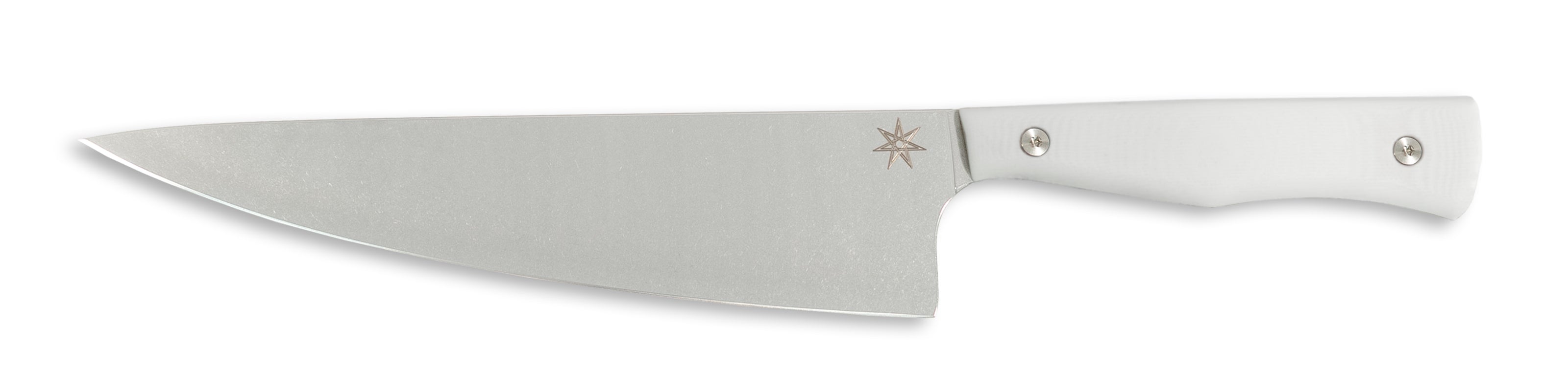 White 8.5" chef knife knife with stainless steel blade
