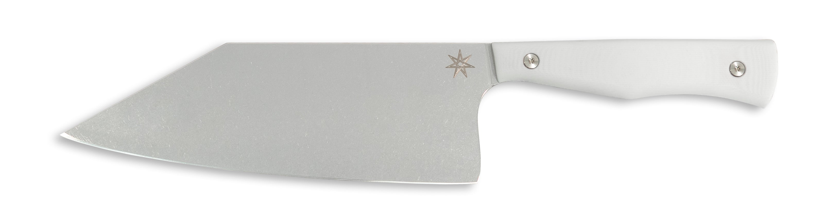 White chopper kitchen knife with stainless steel blade