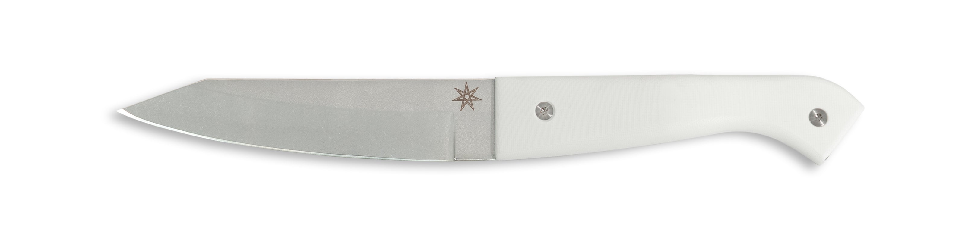 White kitchen hankotsu boning knife with stainless steel blade