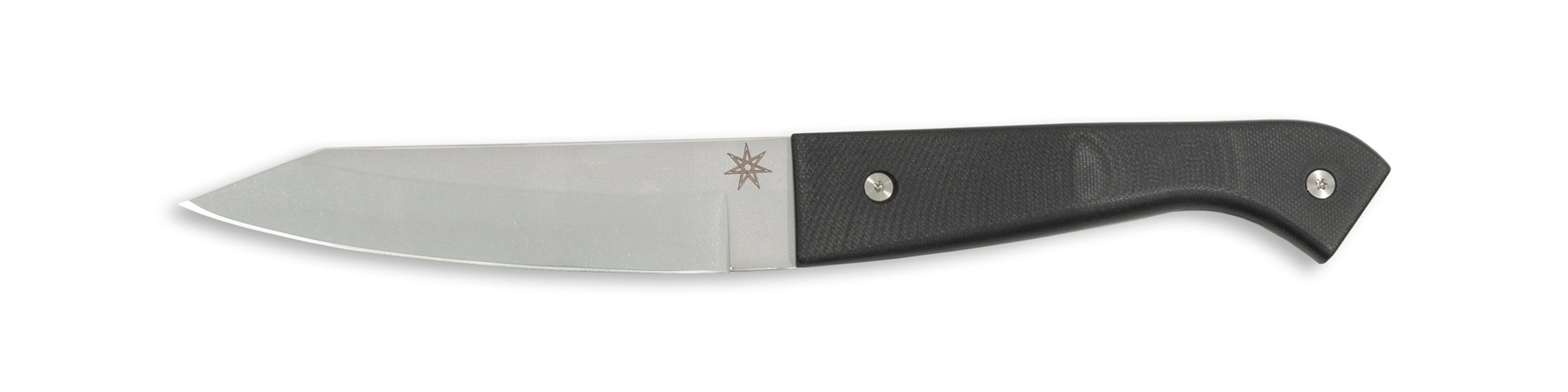 Town Cutler Culinary 2.0 hankotsu knife with black g-10 handle and stainless steel blade.