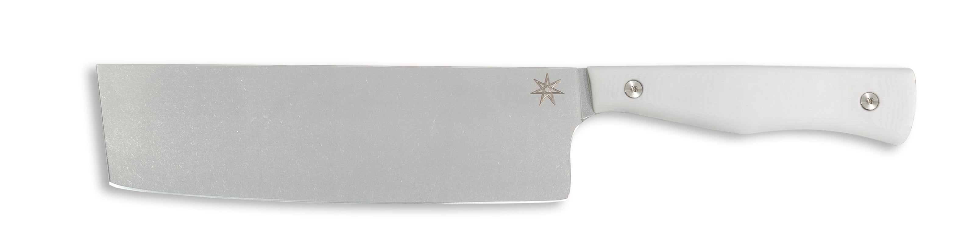 White nakiri vegetable knife with stainless steel blade