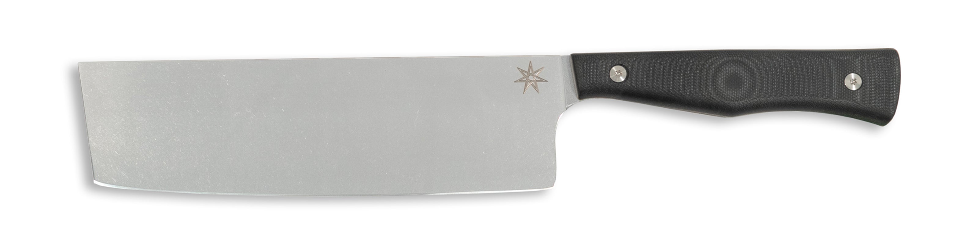 Town Cutler Culinary 2.0 nakiri knife with black g-10 handle and stainless steel blade.