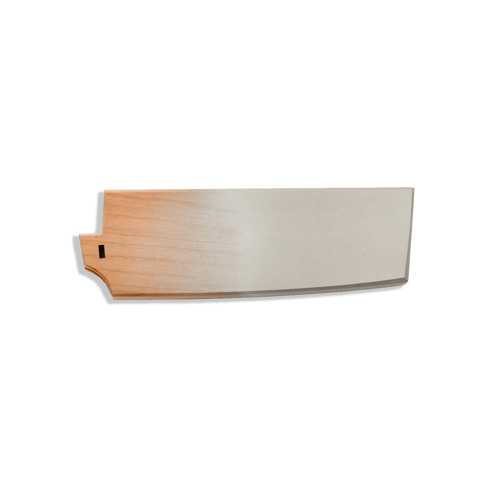 Silver painted and natural cherrywood saya knife cover for Town Cutler Ag 47 nakiri knife.