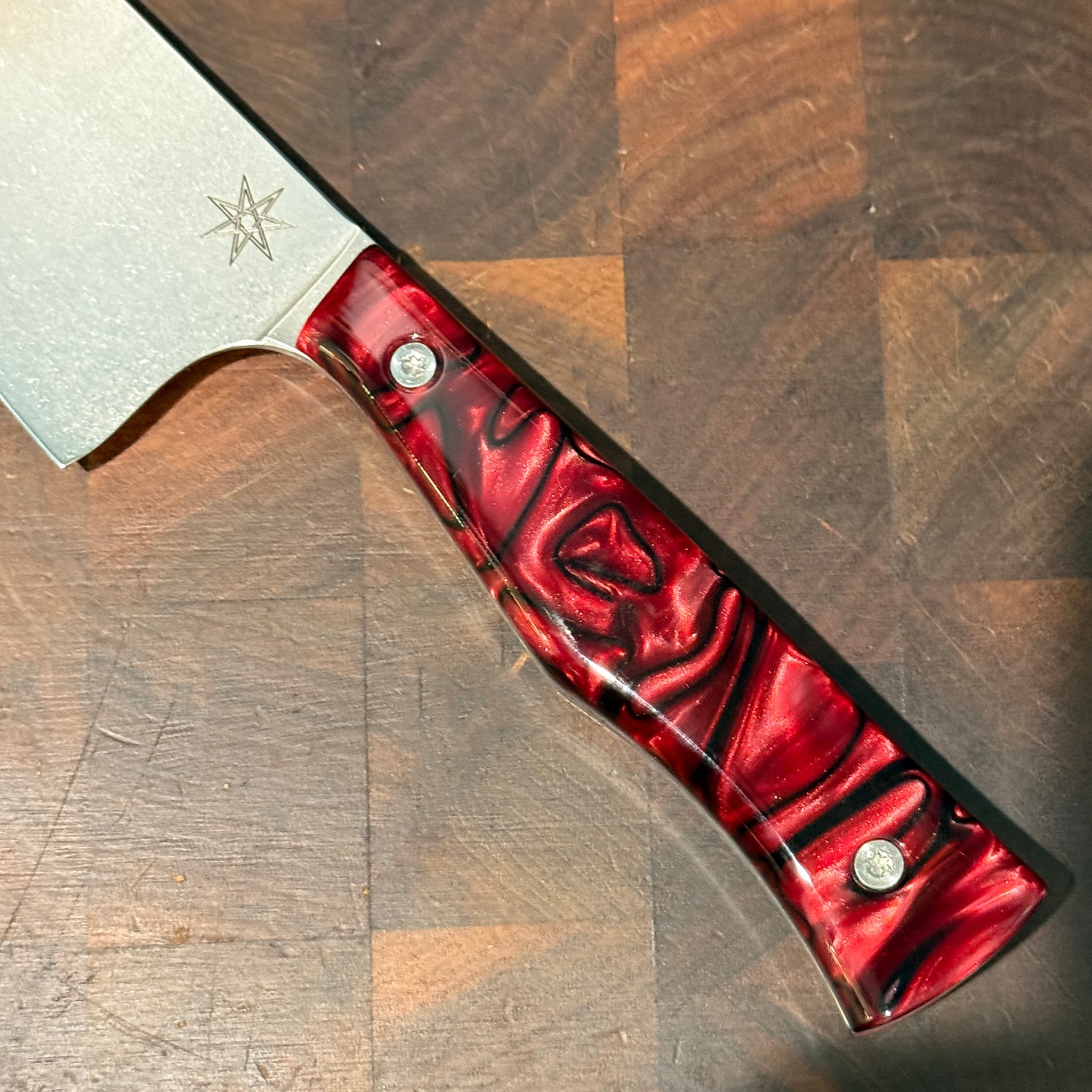 8.5" Chef Knife - Red Kirnite Polished
