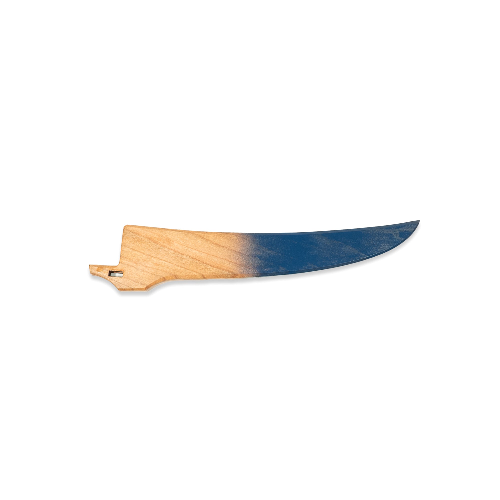Blue painted and natural cherrywood saya knife cover for Town Cutler Tahoe Bliss Curved Boning Knife