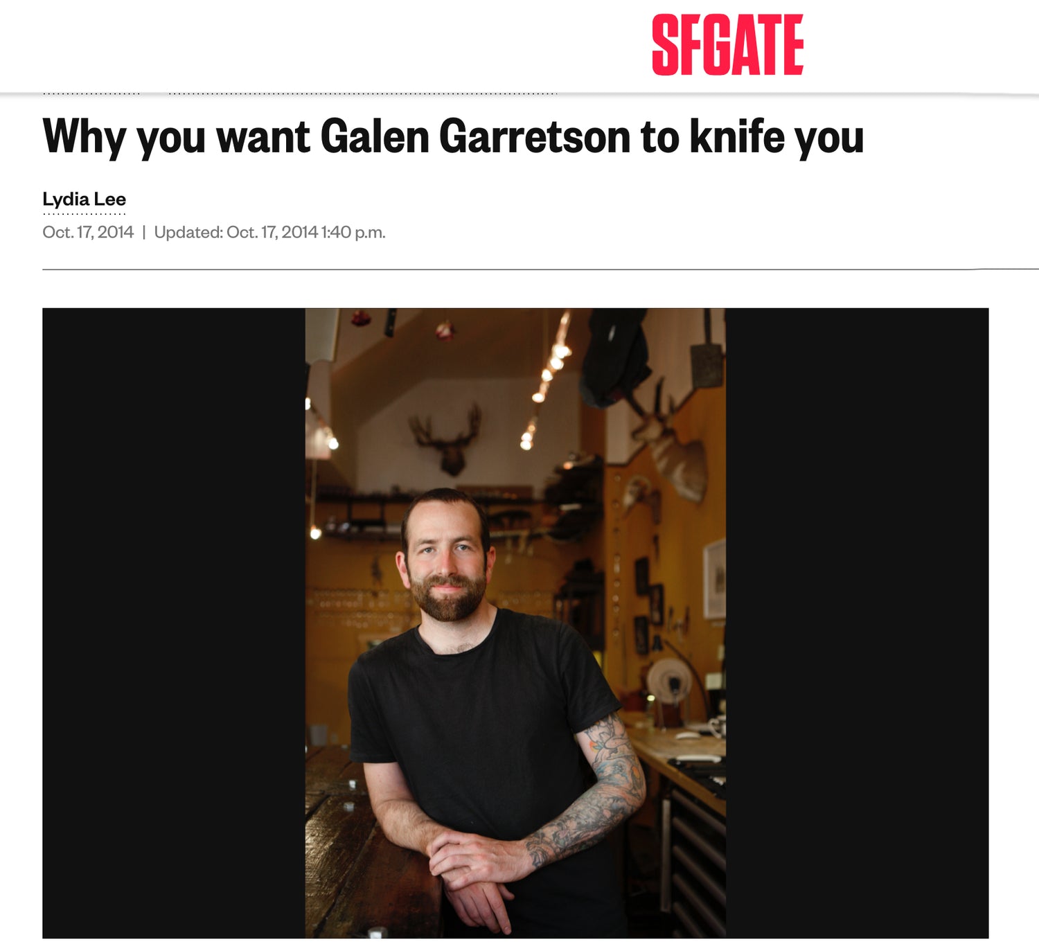 SF Gate "Why you want Galen Garretson to knife you" article on Town Cutler