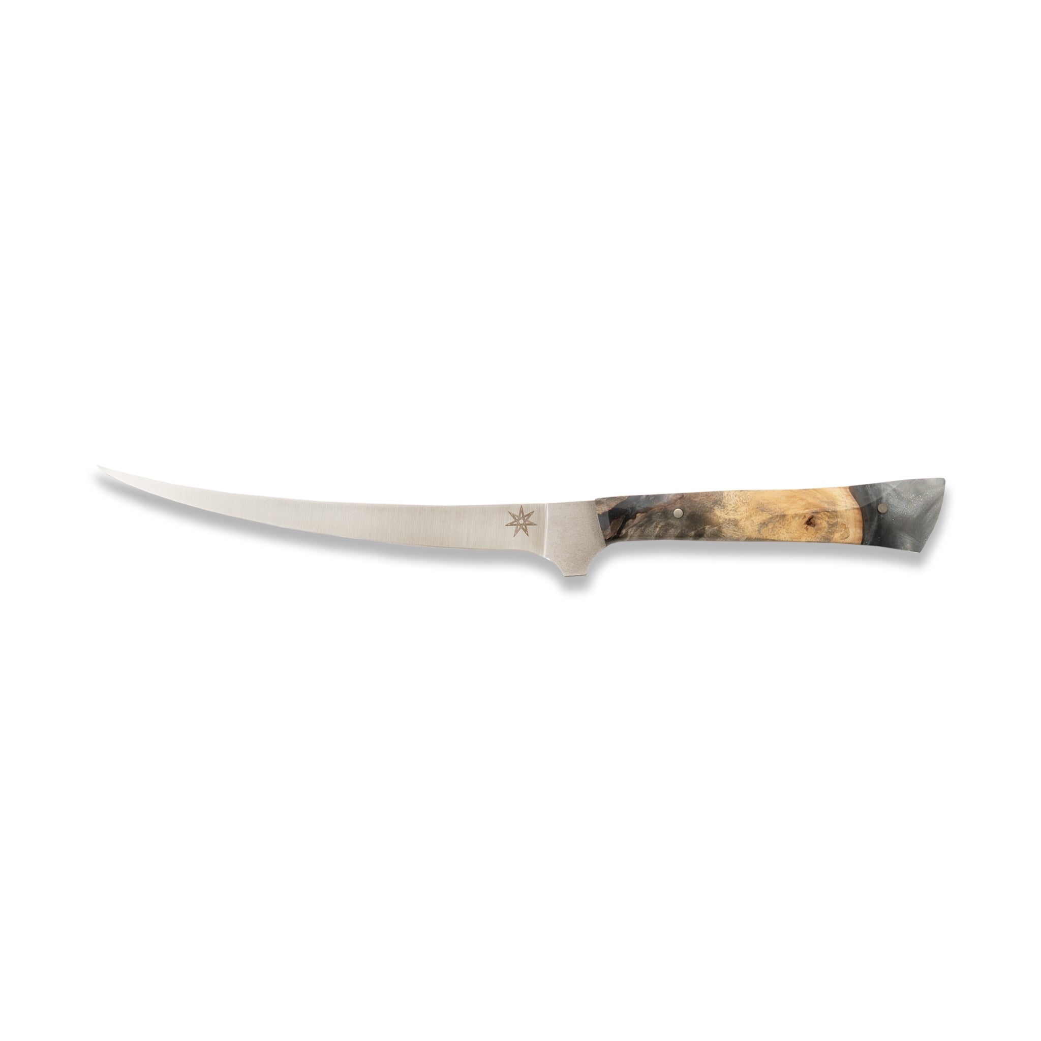 Town Cutler Ag 47 silver resin and buckeye burl Curved Boning Knife