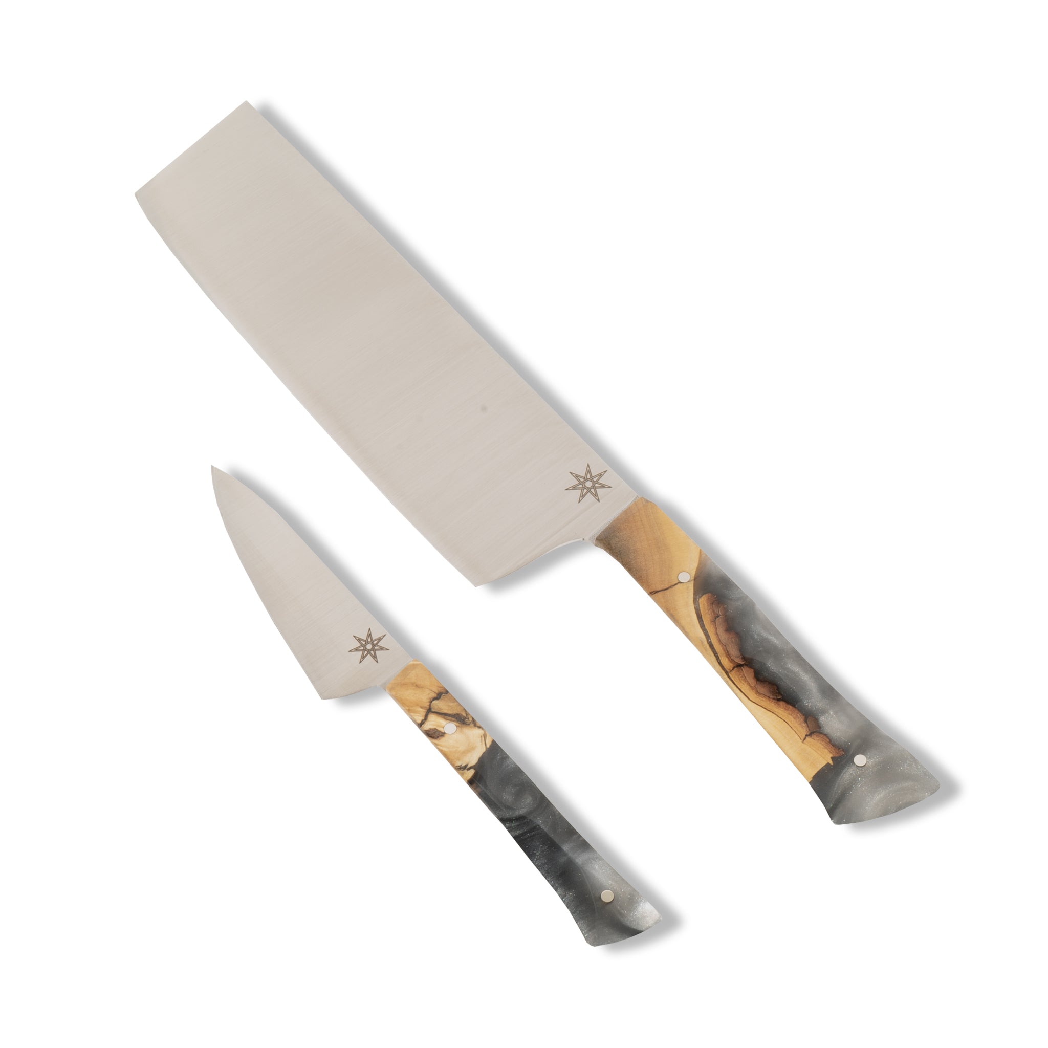 Ag 47 2-piece Entremet Knife Set. A vegetable-focused knife set with Nakiri knife and paring knife.