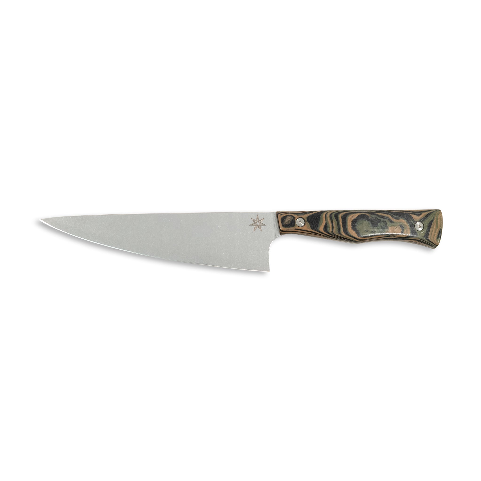 7" Chef Knife - Culinary 2.0 Black, Green, and Tan Burl G-10 Kitchen Knives Town Cutler