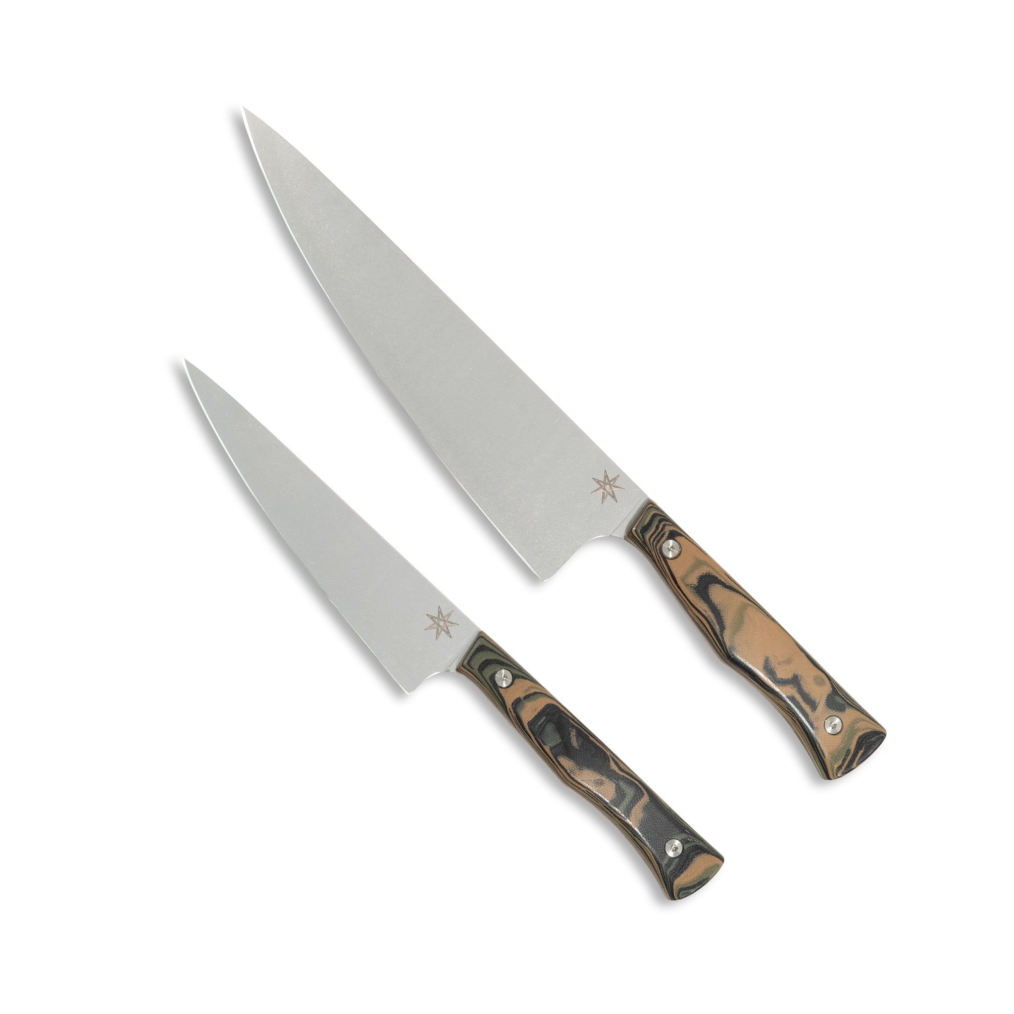 Commis Knife Set - Culinary 2.0 Black, Green, and Tan Burl G-10 Kitchen Knives Town Cutler