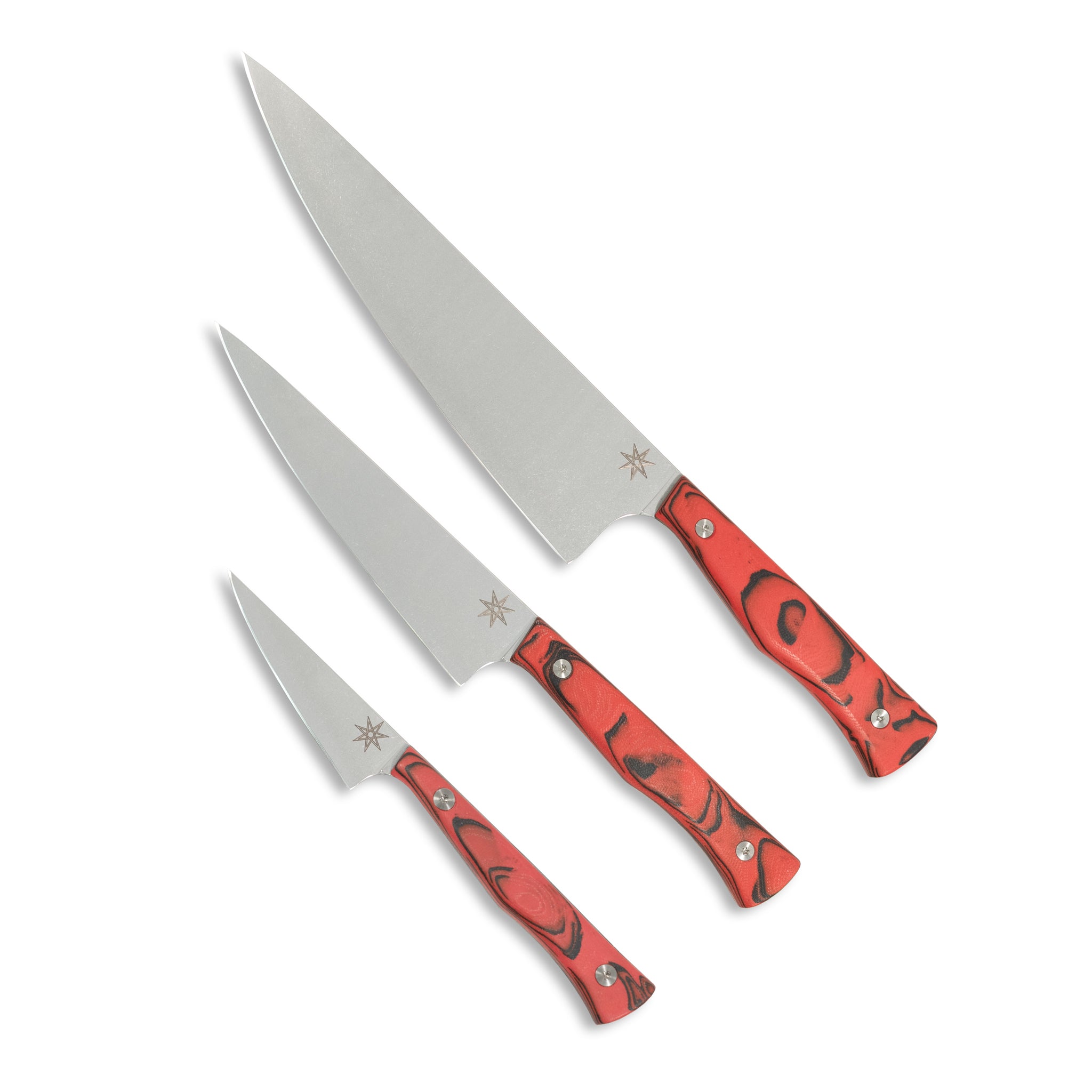 Sous Chef Set - Culinary 2.0 Red and Black Burl G-10 Kitchen Knives Town Cutler