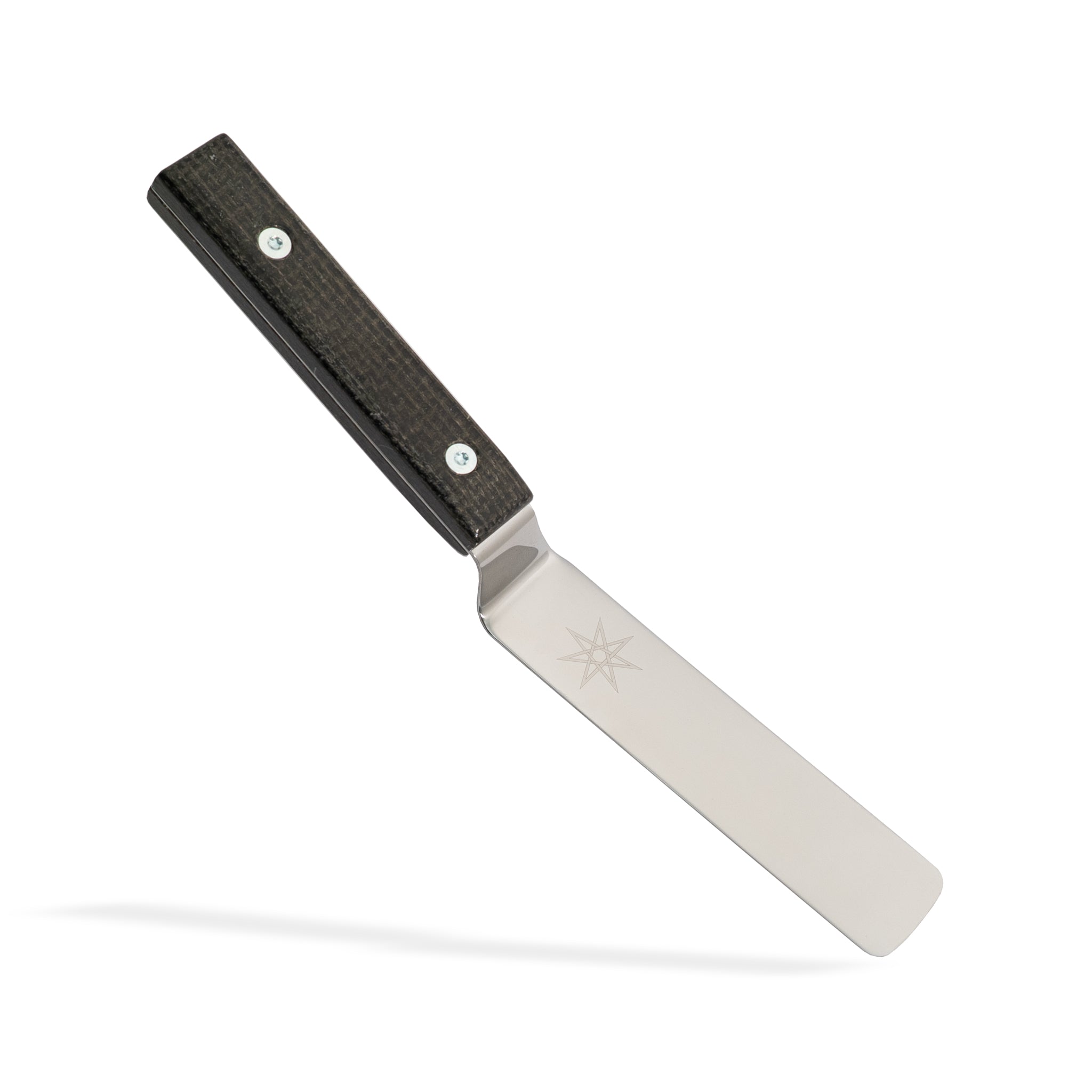 Stainless Steel offset palette knife kitchen spatula with black burlap micarta handle
