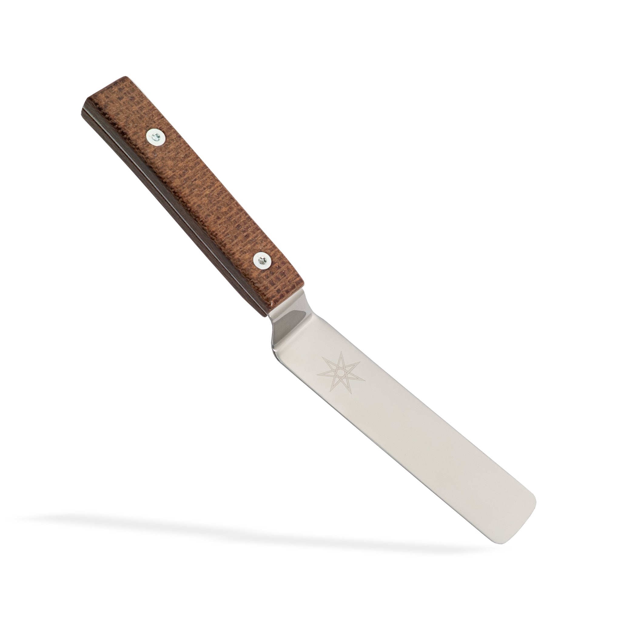 Stainless Steel offset palette knife kitchen spatula with natural burlap micarta handle