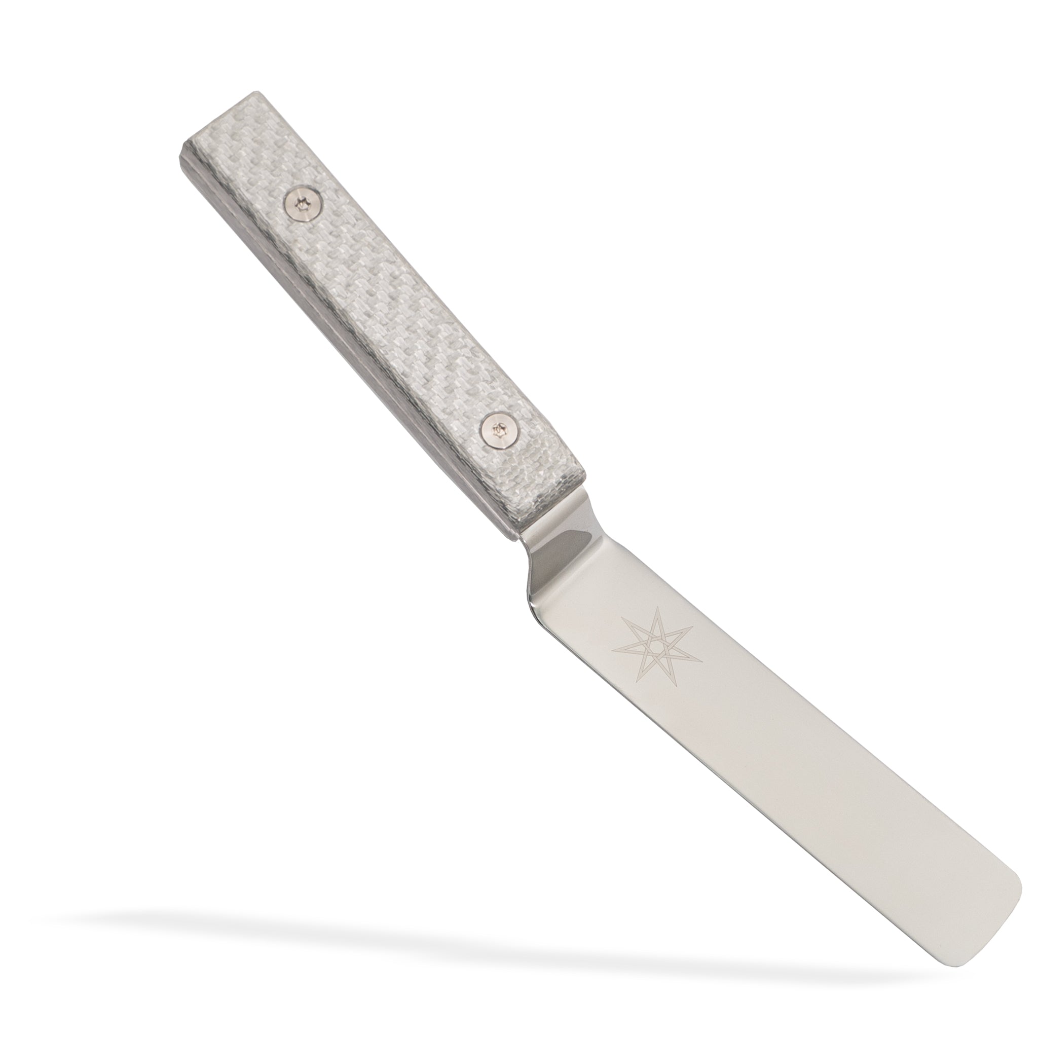 Stainless Steel offset palette knife kitchen spatula with silver carbon fiber handle