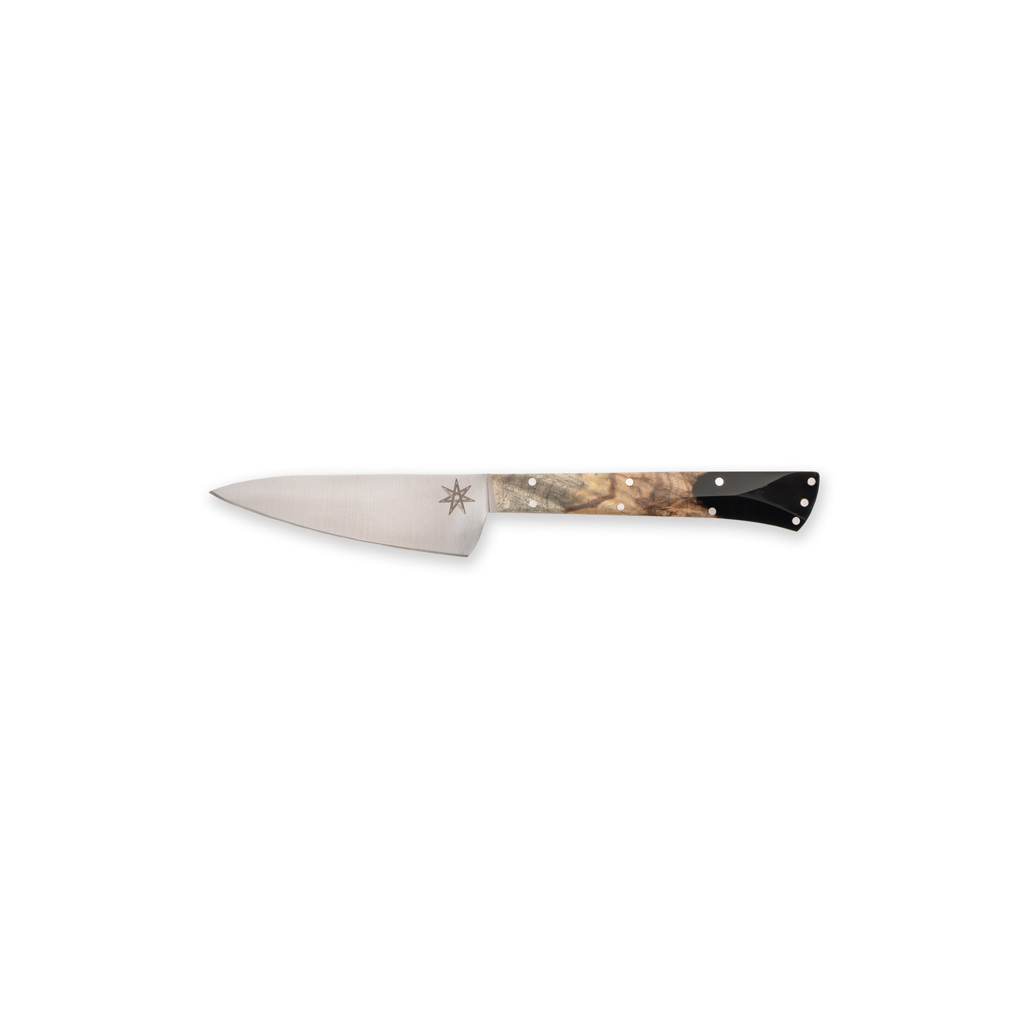 3" Paring knife by Town Cutler featuring the Desert Dawn handle made with live-edge Buckeye Burl and Nitro-V stainless steel blade.