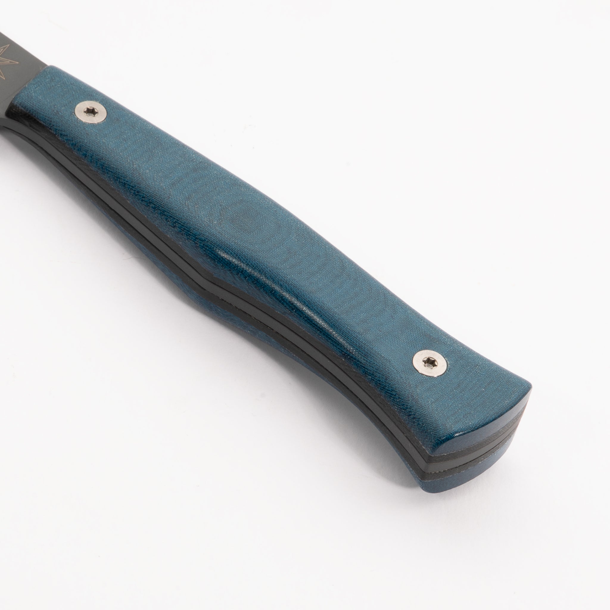Close-up of a blue utility knife handle