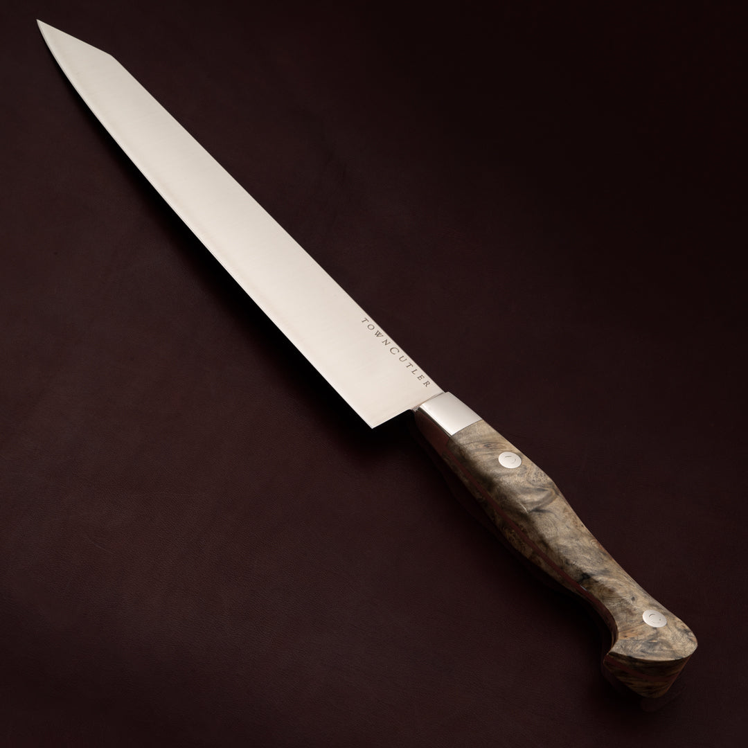 Town Cutler Classic Slicer Carving Knife with Buckeye Burl handle.