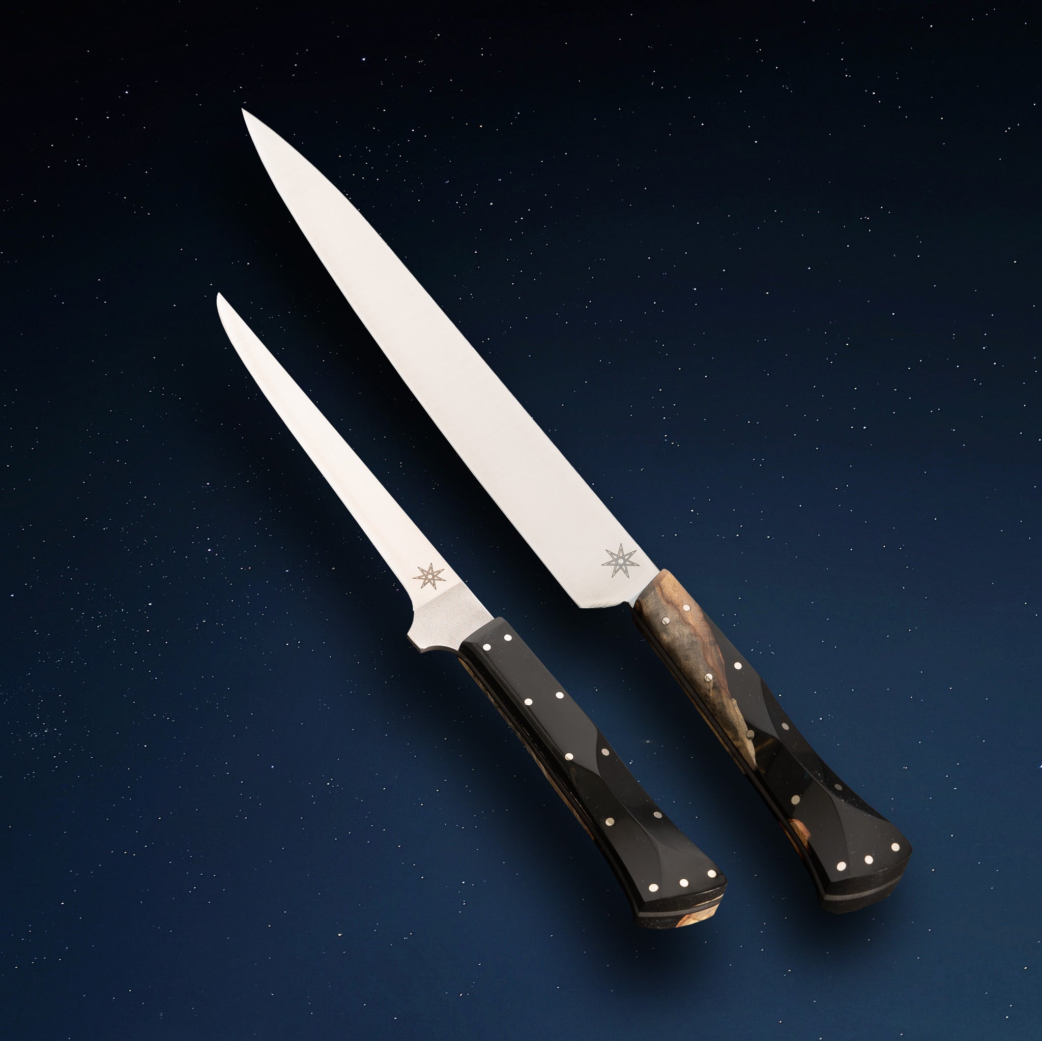 Town Cutler Desert Dawn 2 piece Butcher Knife Set with Straight Boning Knife and Carving Slicer Knife.