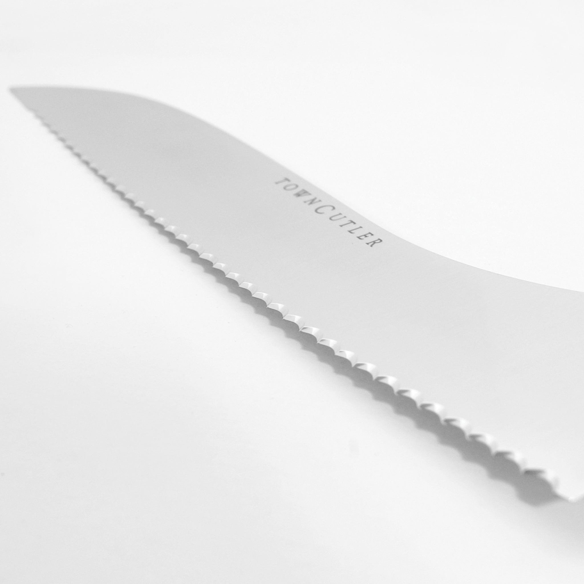 Town Cutler bread knives are the only serrated knives we carry. They are serrated by hand to ensure quality.