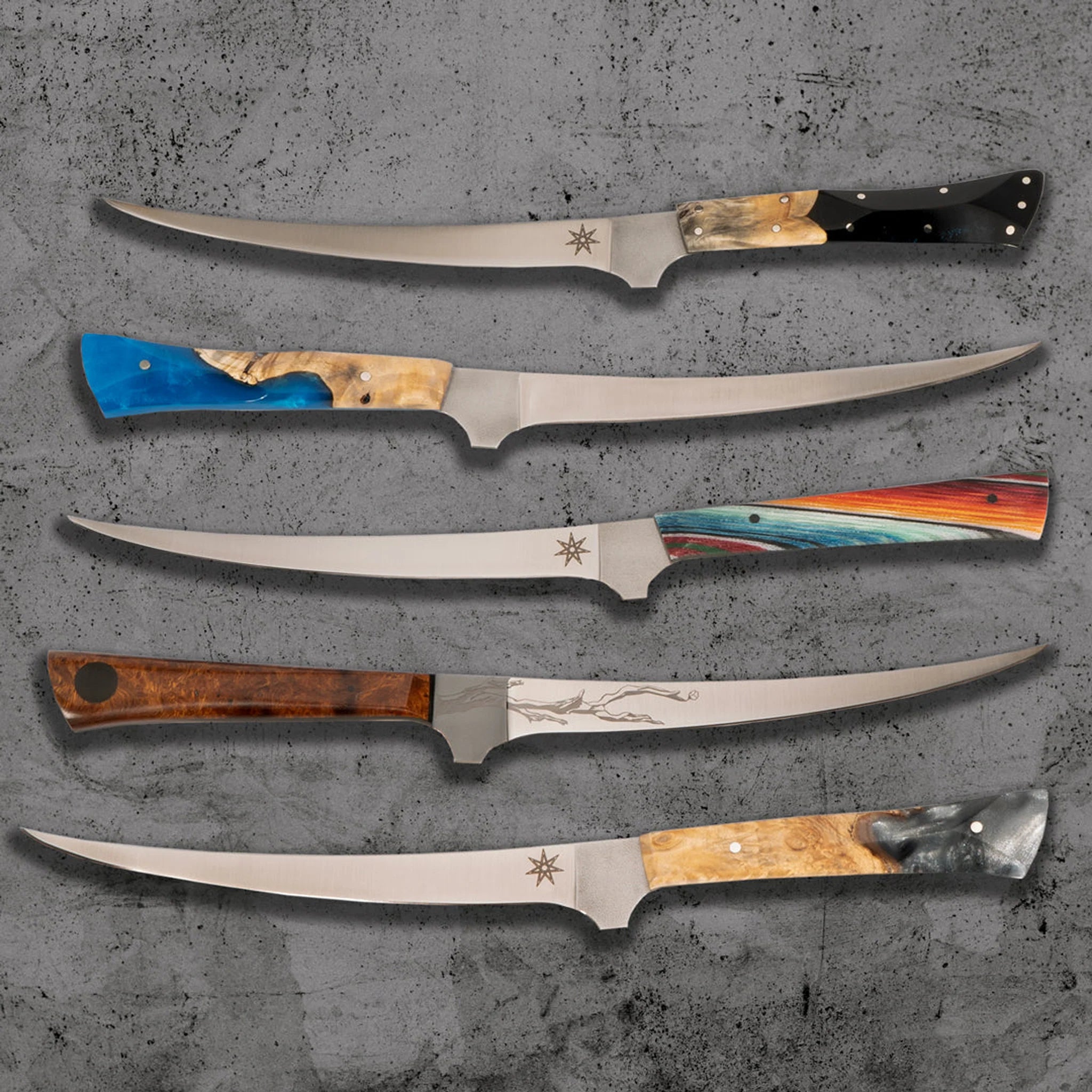 Boning and Fillet Knife Collection. Town Cutler Curved Boning Knives.