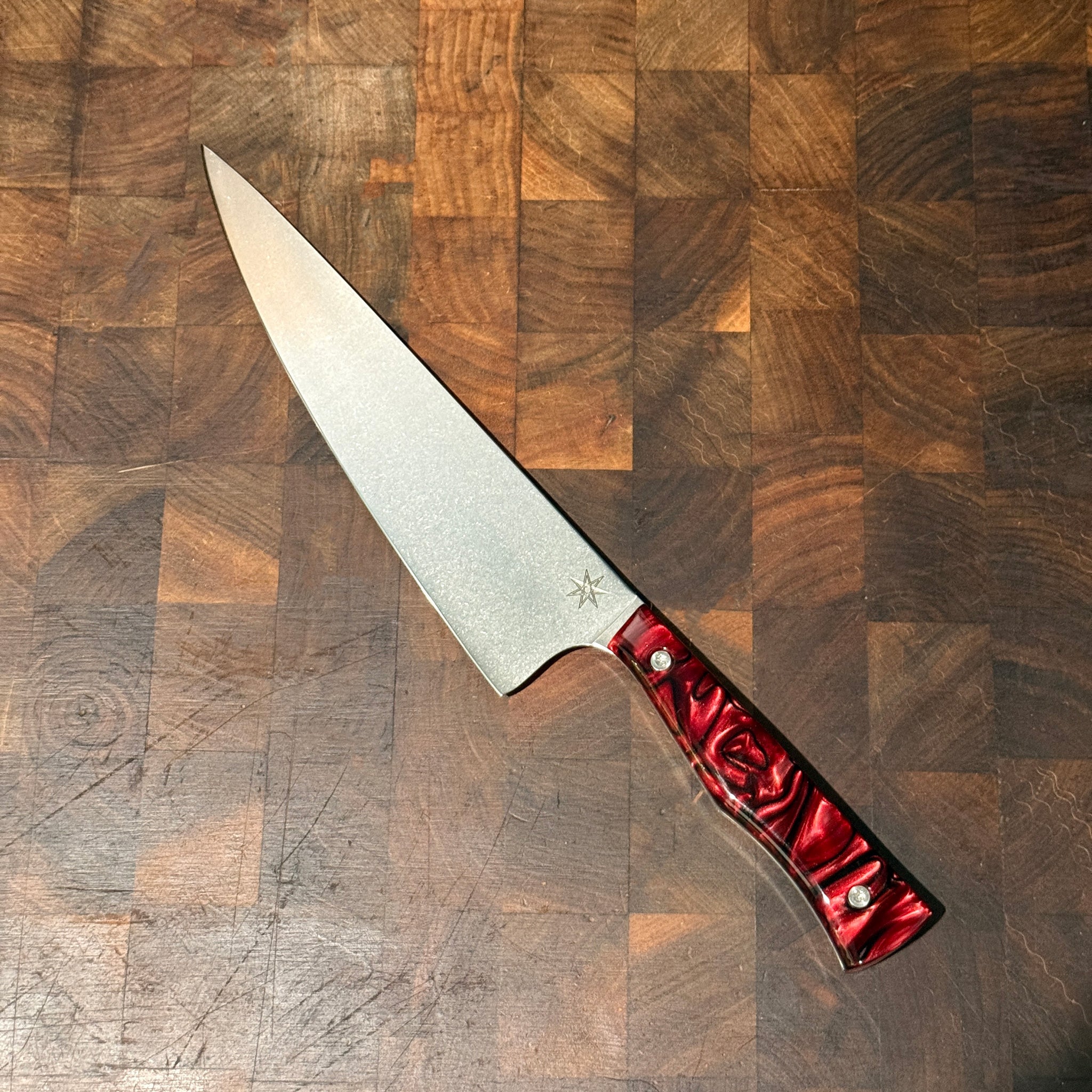 8.5" Chef Knife - Red Kirnite Polished