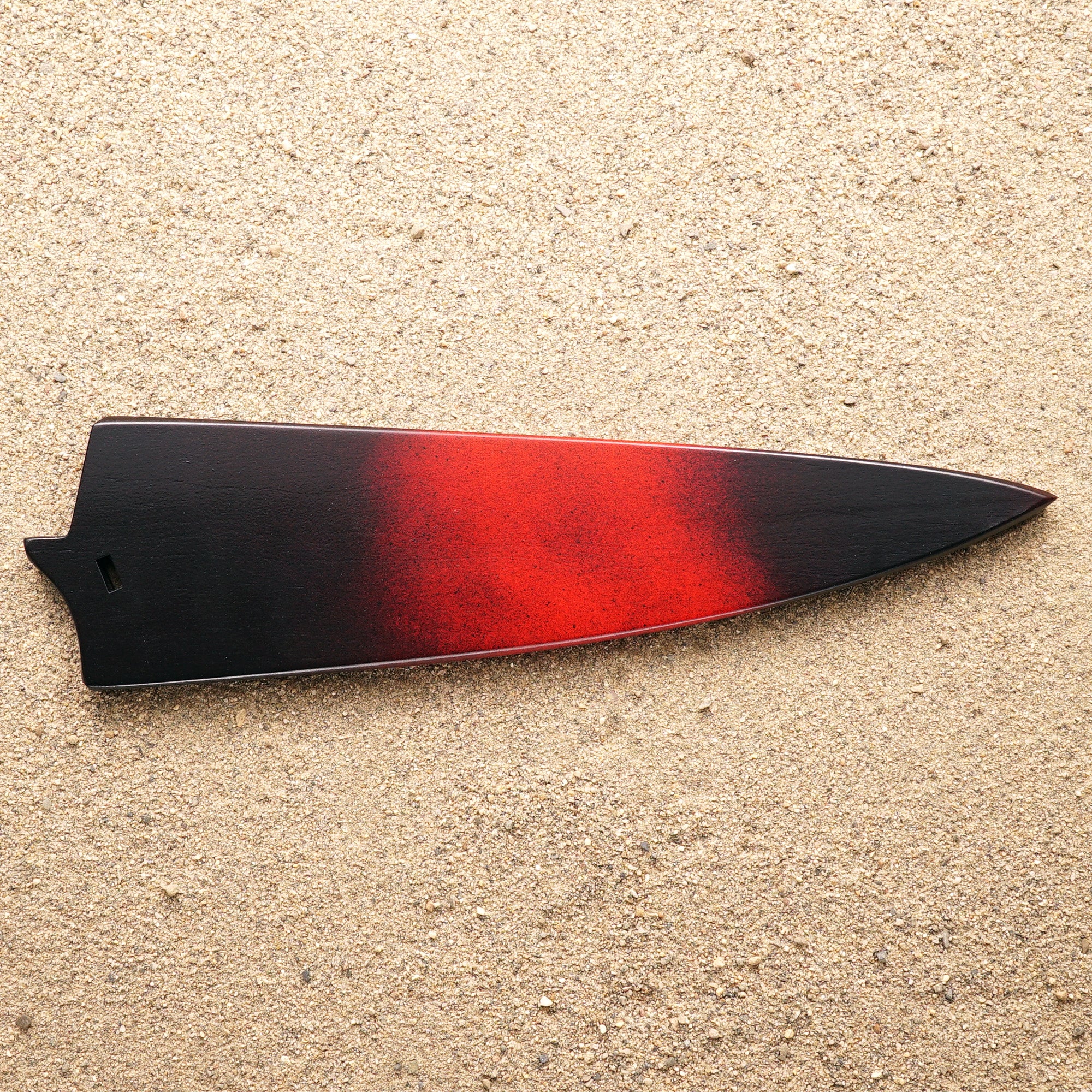Black and red wood saya knife sheath for Town Cutler Baja 8.5" chef knife.