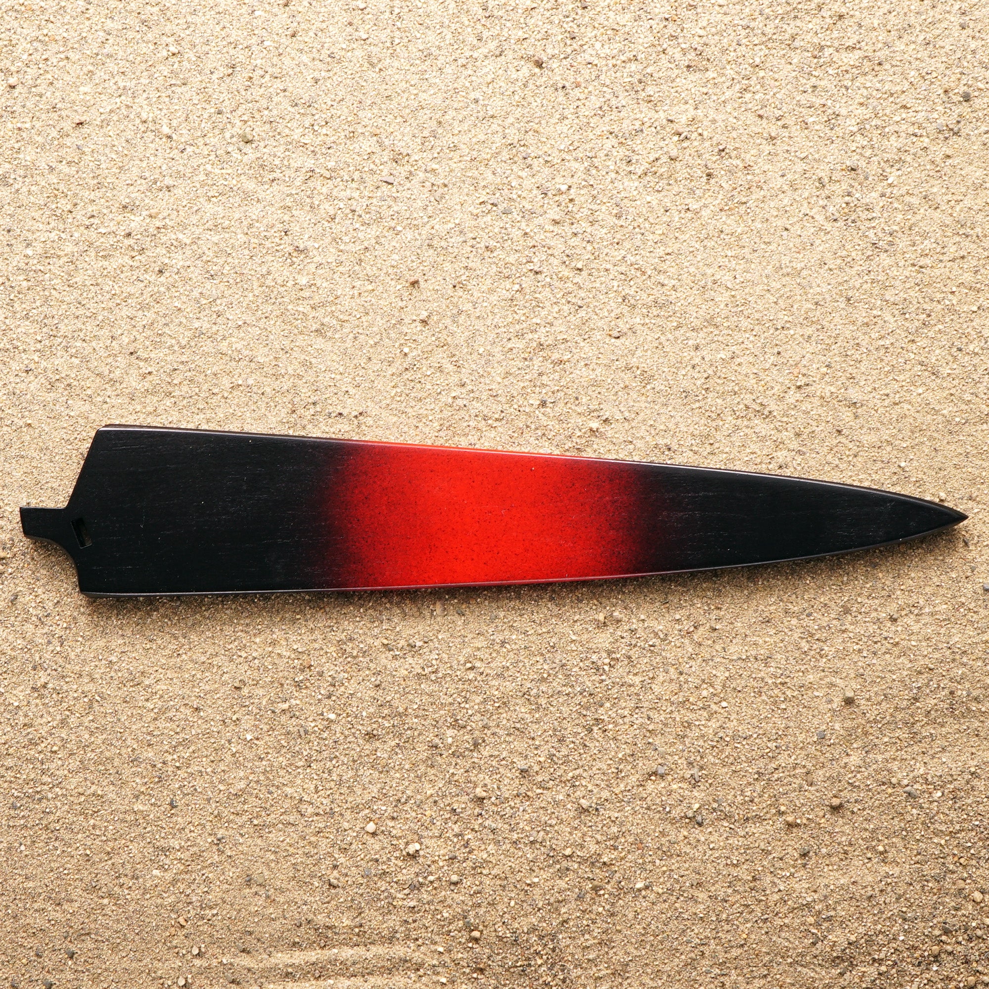 Black and red wood saya knife sheath for Town Cutler Baja slicer knife..