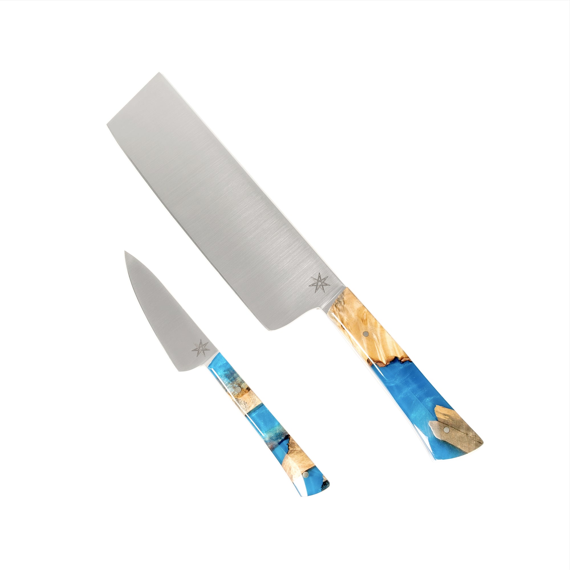 Town Cutler Tahoe Bliss Entremet kitchen knife set with paring and nakiri knives.
